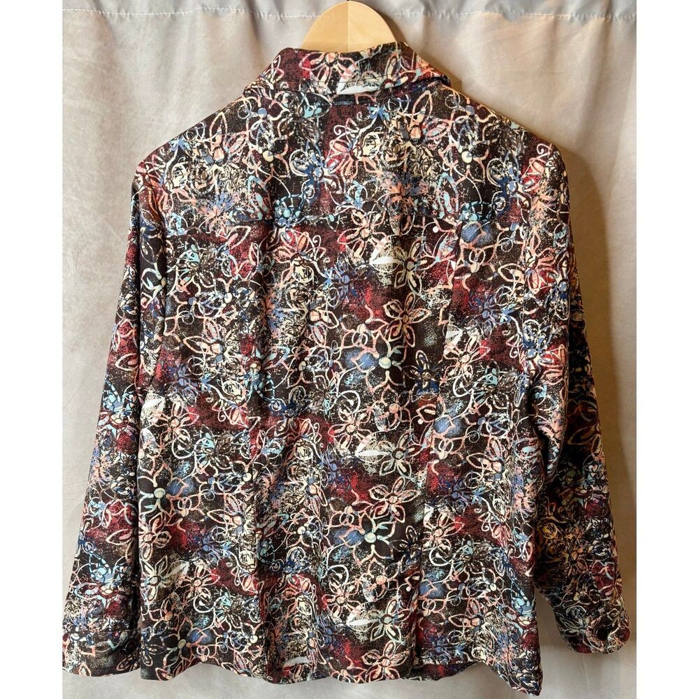 CJ Banks Floral Stretch Jacket Blazer 14W Plus Size Cotton Blend Button Front - Picture 2 of 4